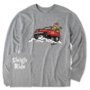 City Casual Teenager fashion Men's Sleigh Ride Grinch ATV Long Sleeve Crusher Tee