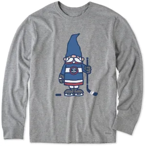 Zip Up Comfort and Ease Men's Hockey Gnome Long Sleeve Crusher Tee