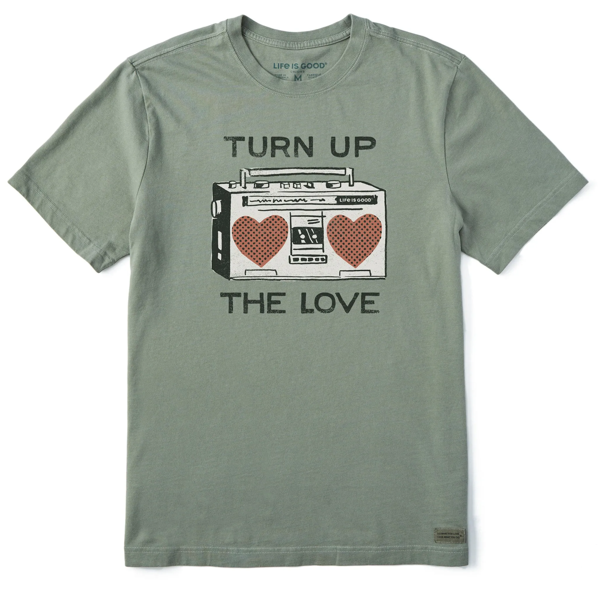 Casual Must-Have Essential Style Wear Men's Turn Up the Love Stereo Short Sleeve Crusher Tee