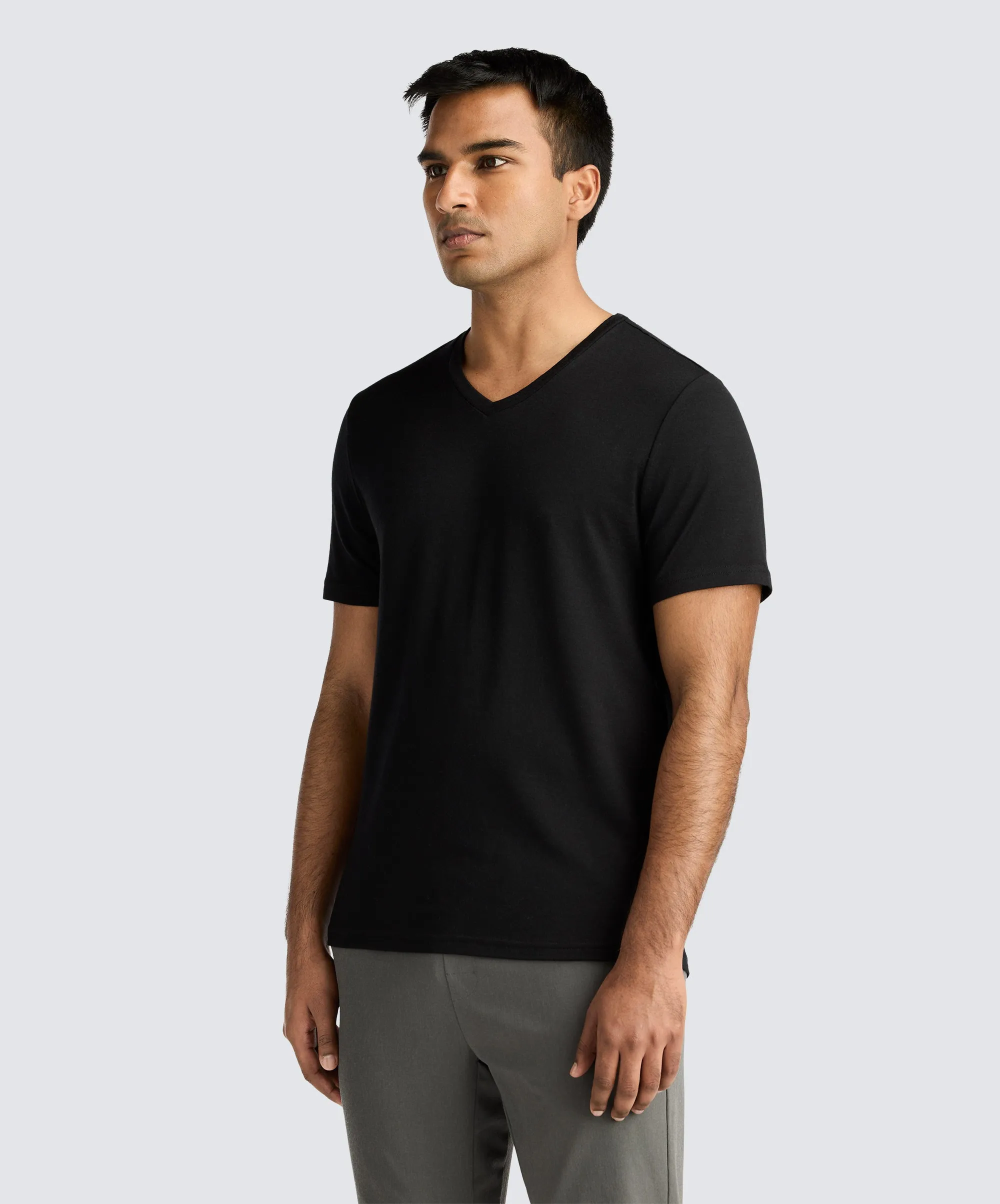 Anti Pilling Treatment Layering Comfort Men's Merino V-Neck T-Shirt