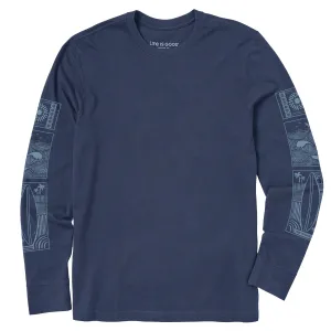 Men's Woodcut Beach Sleeve Long Sleeve Crusher Tee AntiStaticLining