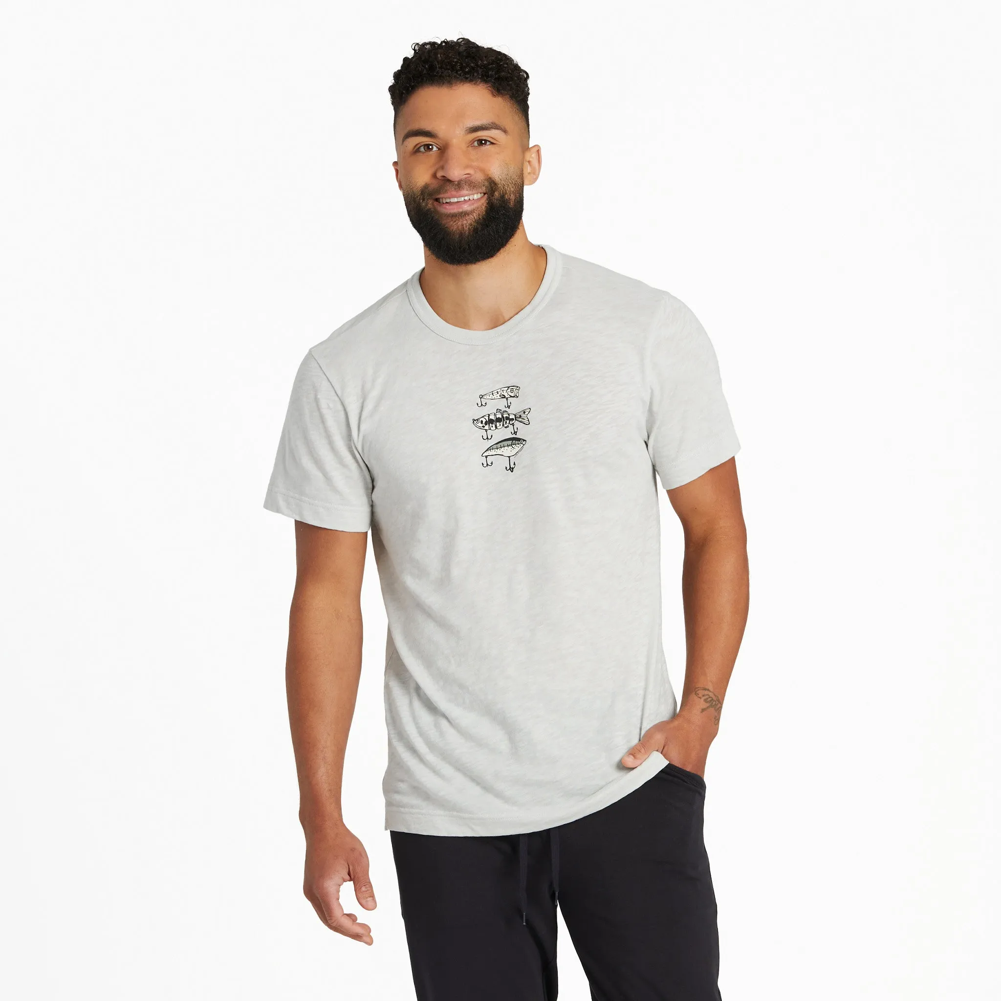 futuristic Men's Hooks and Tackle Textured Slub Tee