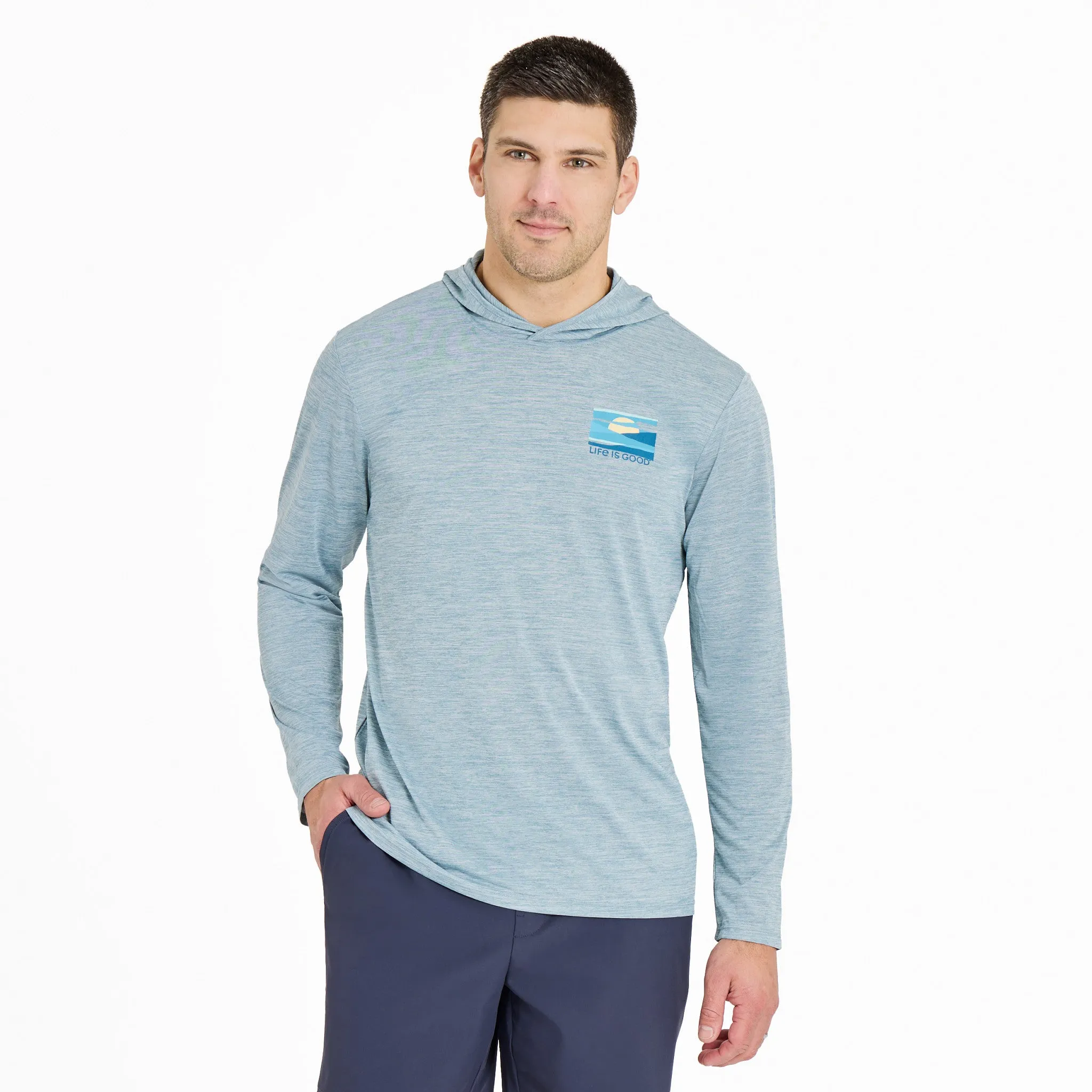 Men's Sunset Through the Clouds Long Sleeve Sun Crusher Hoodie Sun Protection