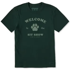 Wrinkle Resistant Men's Welcome to the Sit Show Paw Short Sleeve Crusher Tee