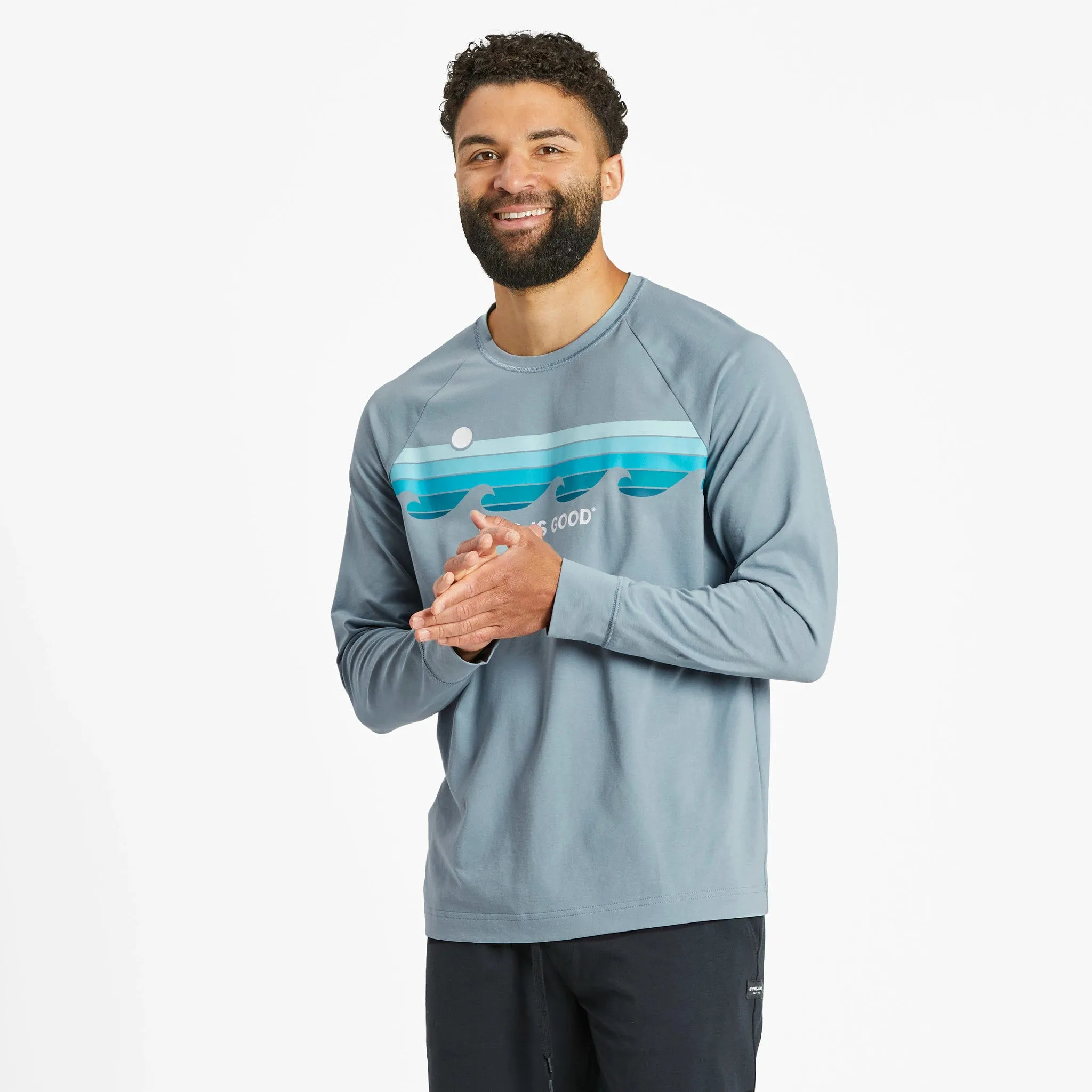 Men's Retro Wave Stripe Crusher-FLEX Crew Comfy Street