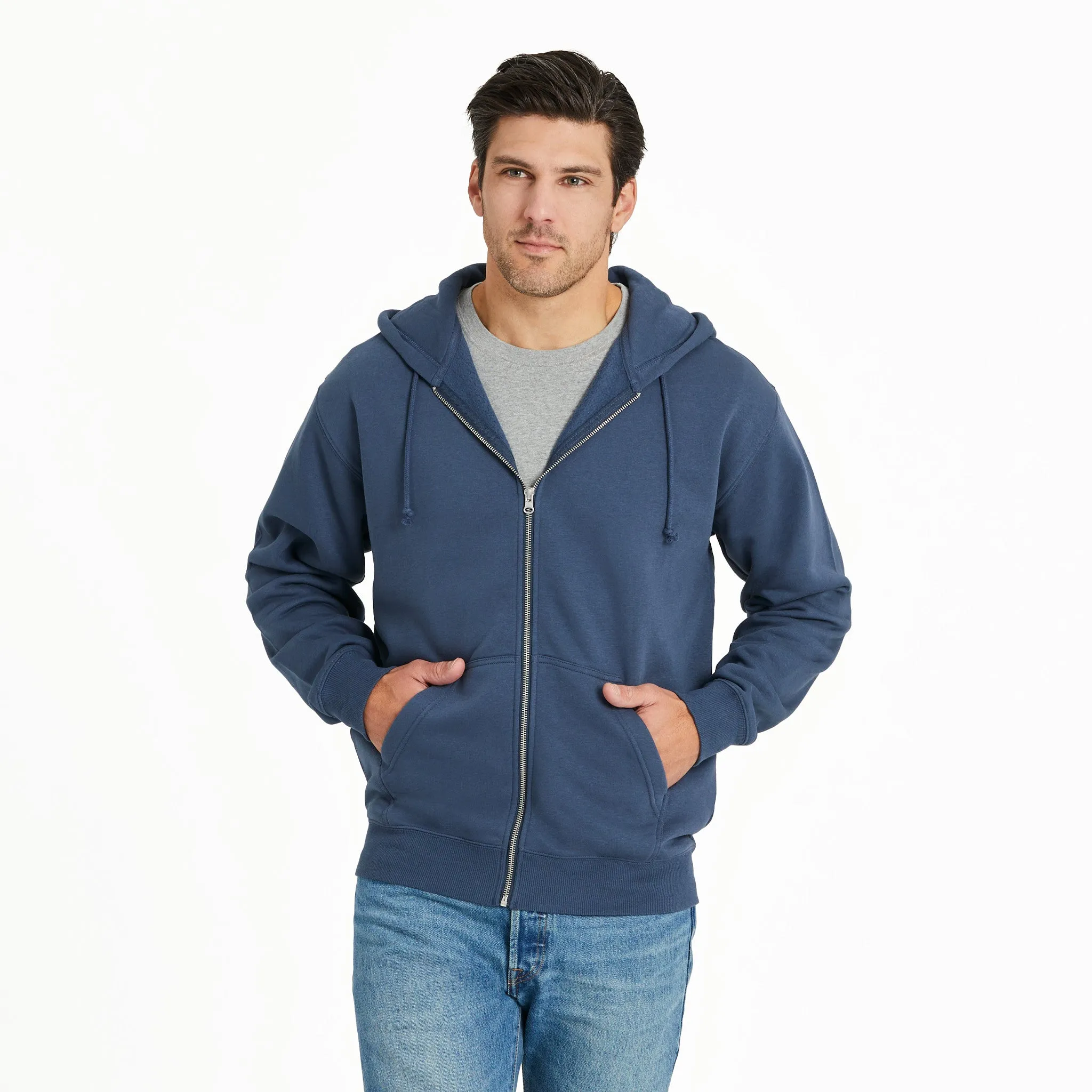 color fast Men's Solid Good Vibes Fleece Zip Hoodie