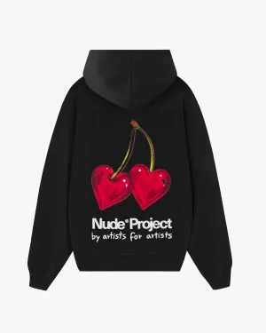 tropical print High End Juicy Cherry Hoodie Black