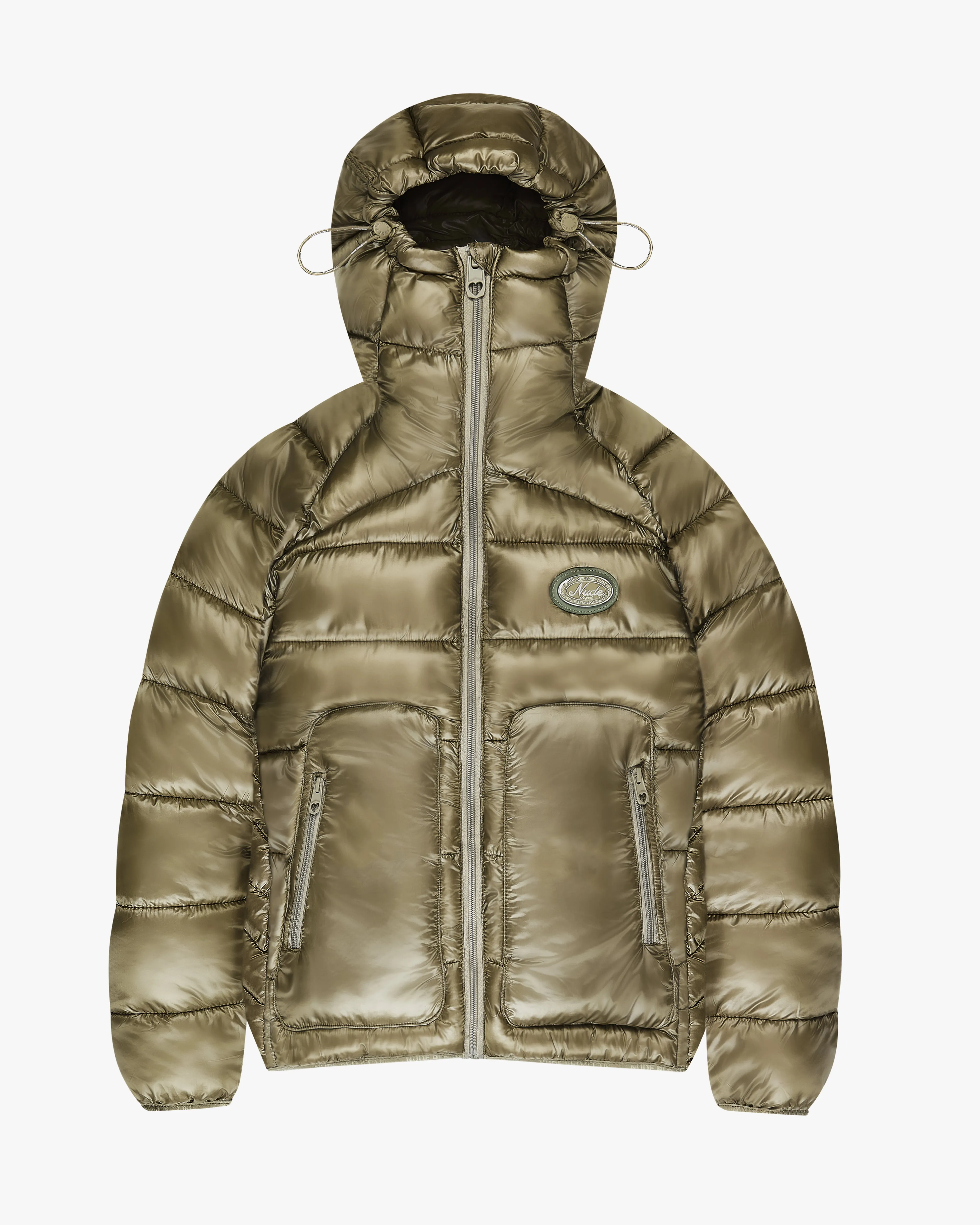 Iconic Puffer Jacket Olive Green Easy Clean Material