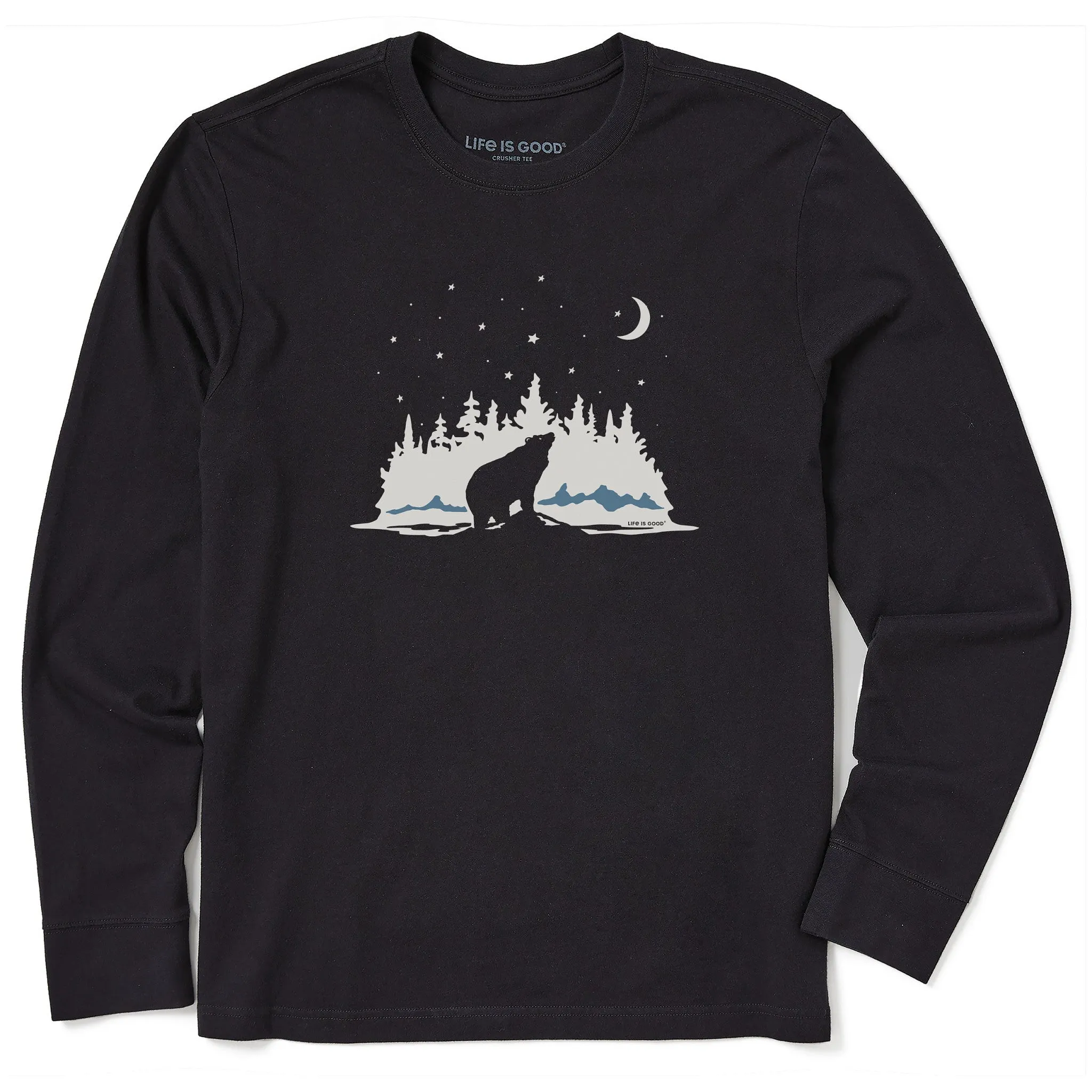 Comfortable and Chic Layer-Friendly Men's Stargazing Bear Long Sleeve Crusher Tee