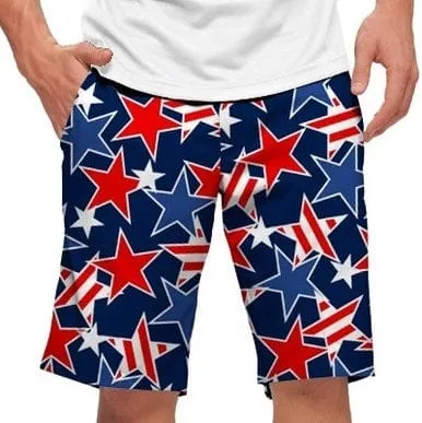 Summer Layers day trip Loudmouth Golf: Men's StretchTech Shorts - Star Studded (Size 32)