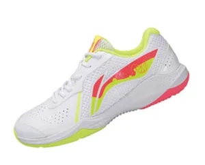 Impact Resistant Heel Adjustable Tongue Li Ning Badminton Shoe Kids' [White/Yellow] AYTT014-1