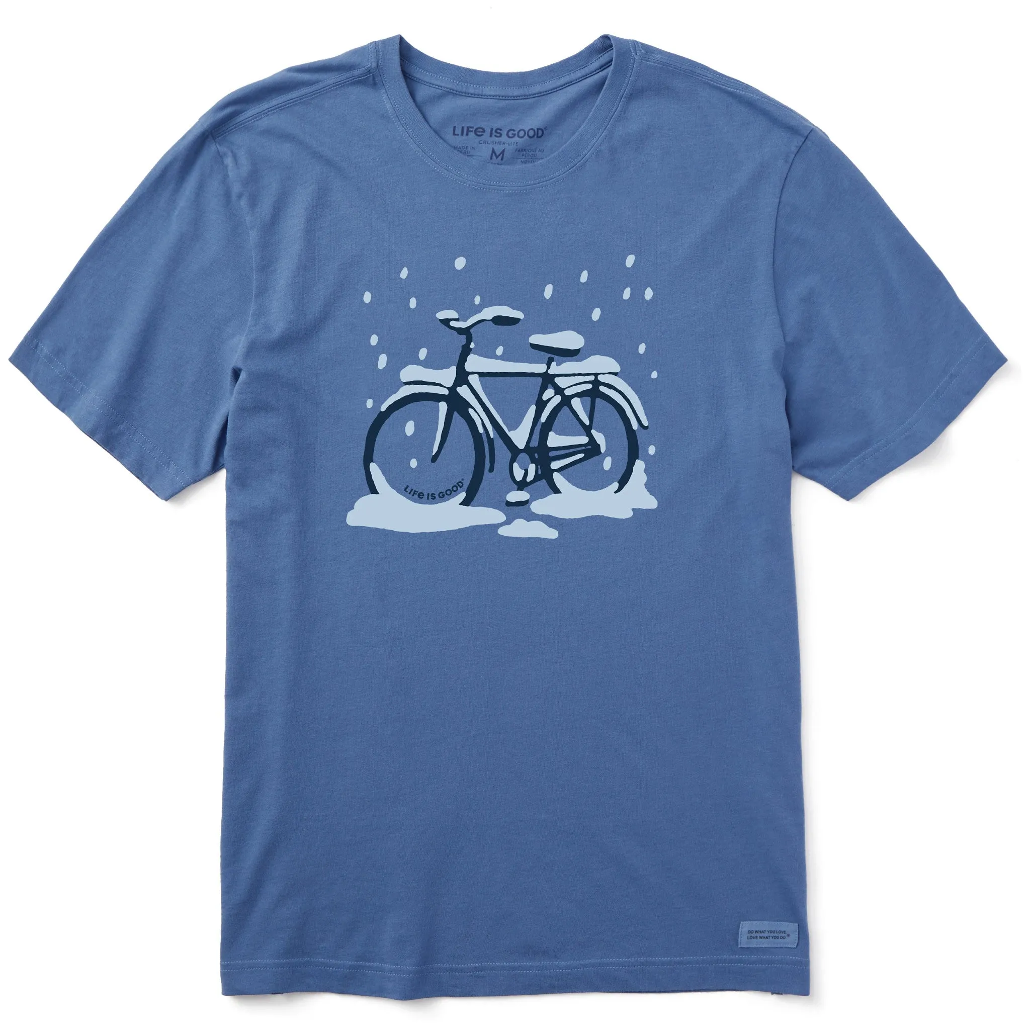 Men's Snow Covered Bike Short Sleeve Crusher Tee Cozy Hug Comfy Stretch