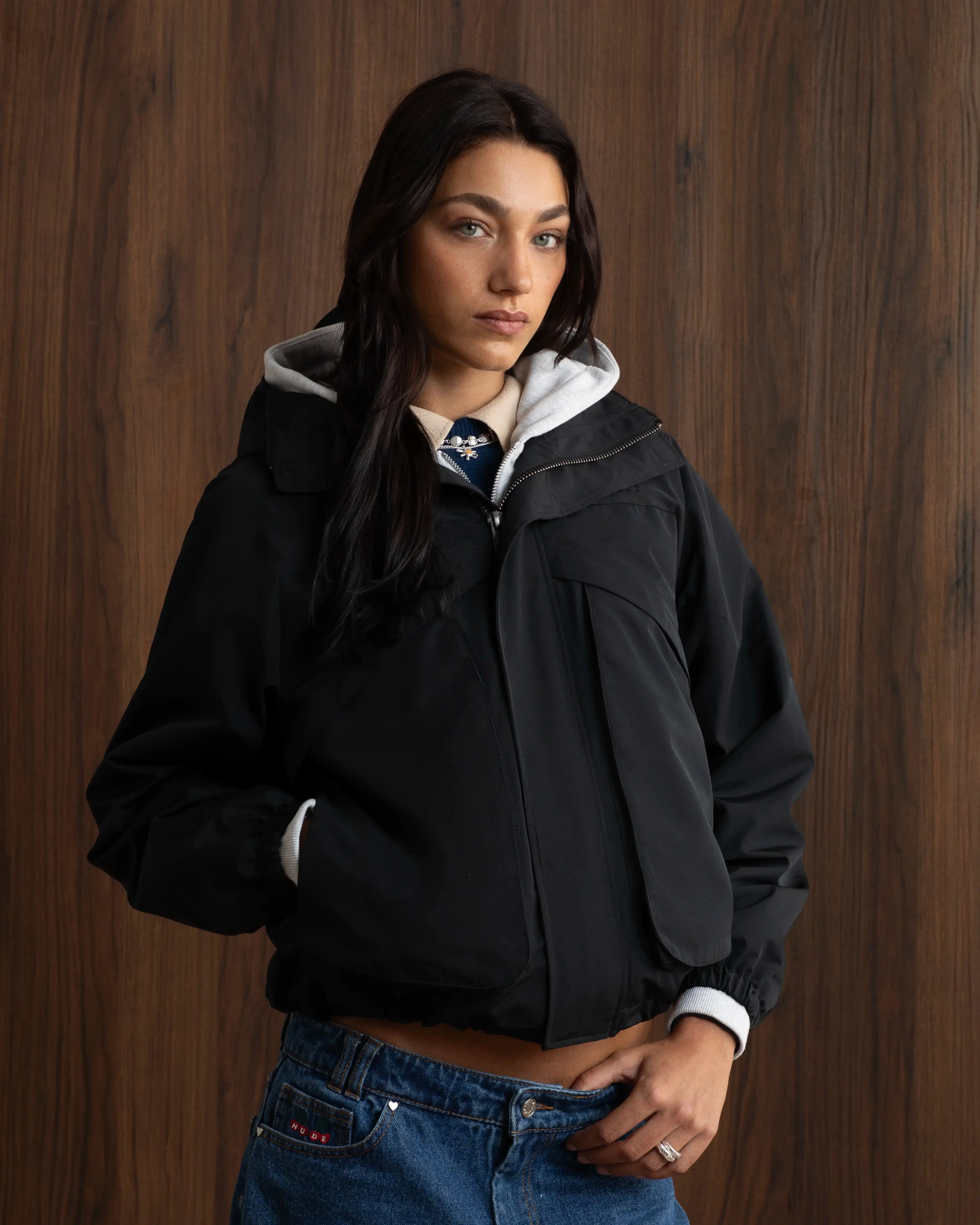 Clean Outer Lightweight Lining Milestones Windbreaker Jacket Ash