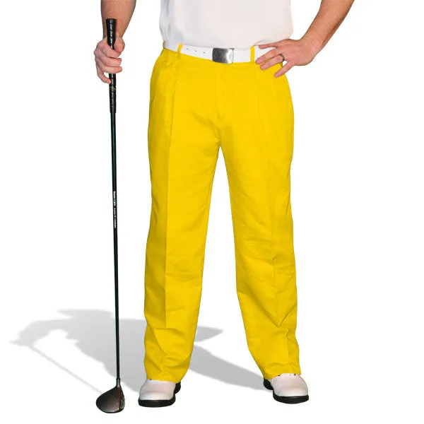 Contoured Panel Design Golf Knickers: Mens 'Par 4' Cotton/Ramie Golf Trousers - Yellow