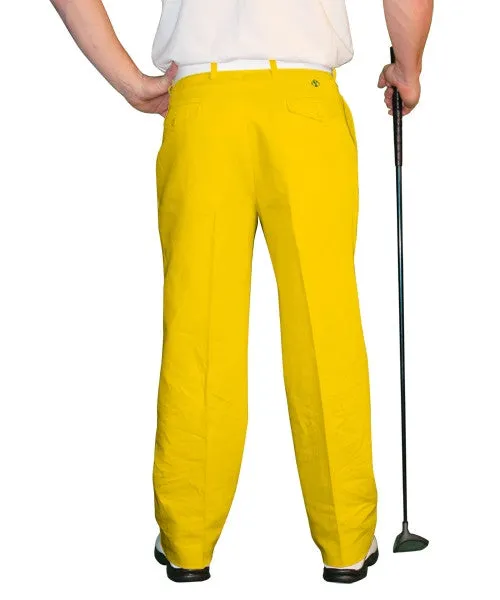 Durable Seams Multi Pocket System Golf Knickers: Mens 'Par 4' Cotton/Ramie Golf Trousers - Yellow