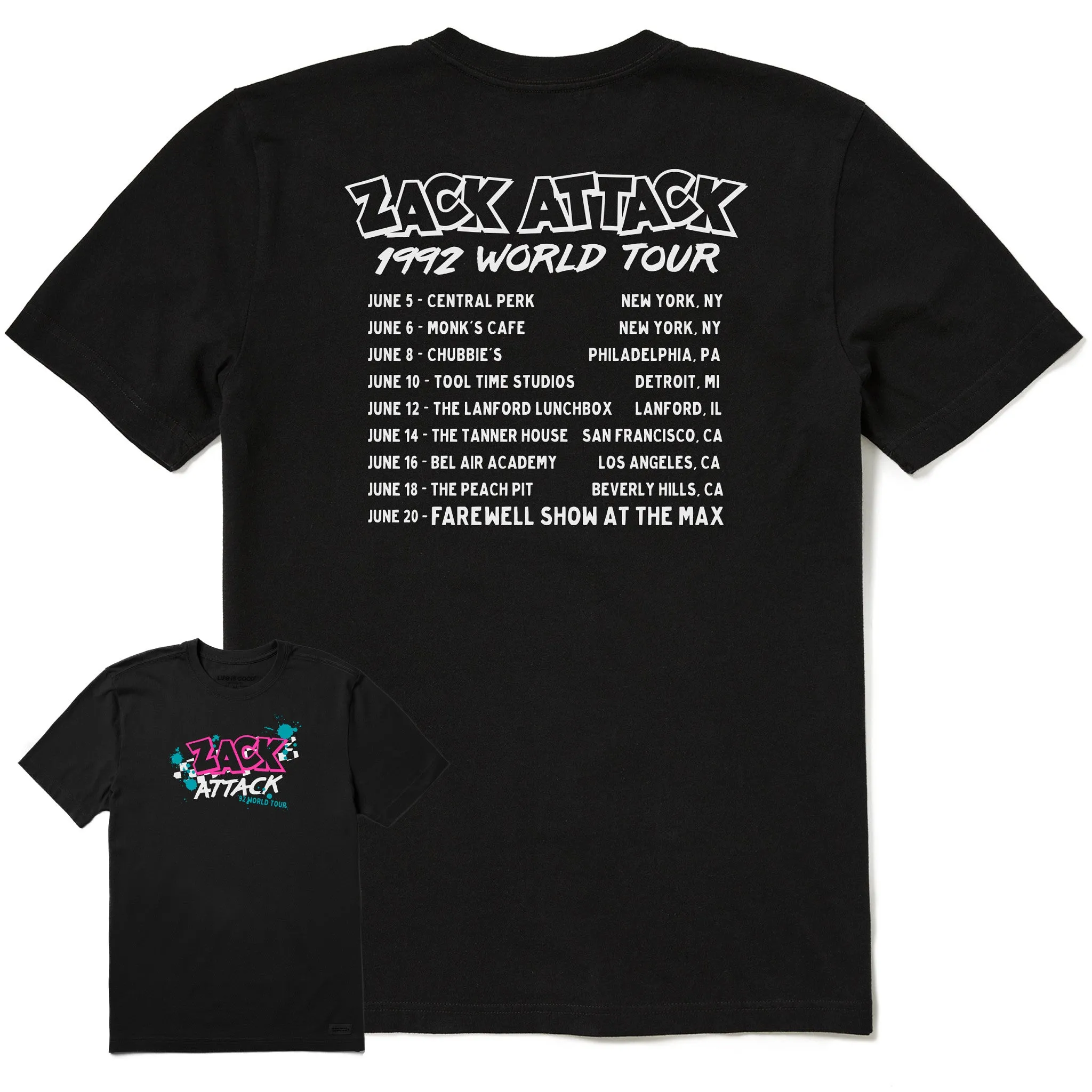 Comfortable Layering Simple and Cozy Men's Zack Attack '92 World Tour Short Sleeve Tee