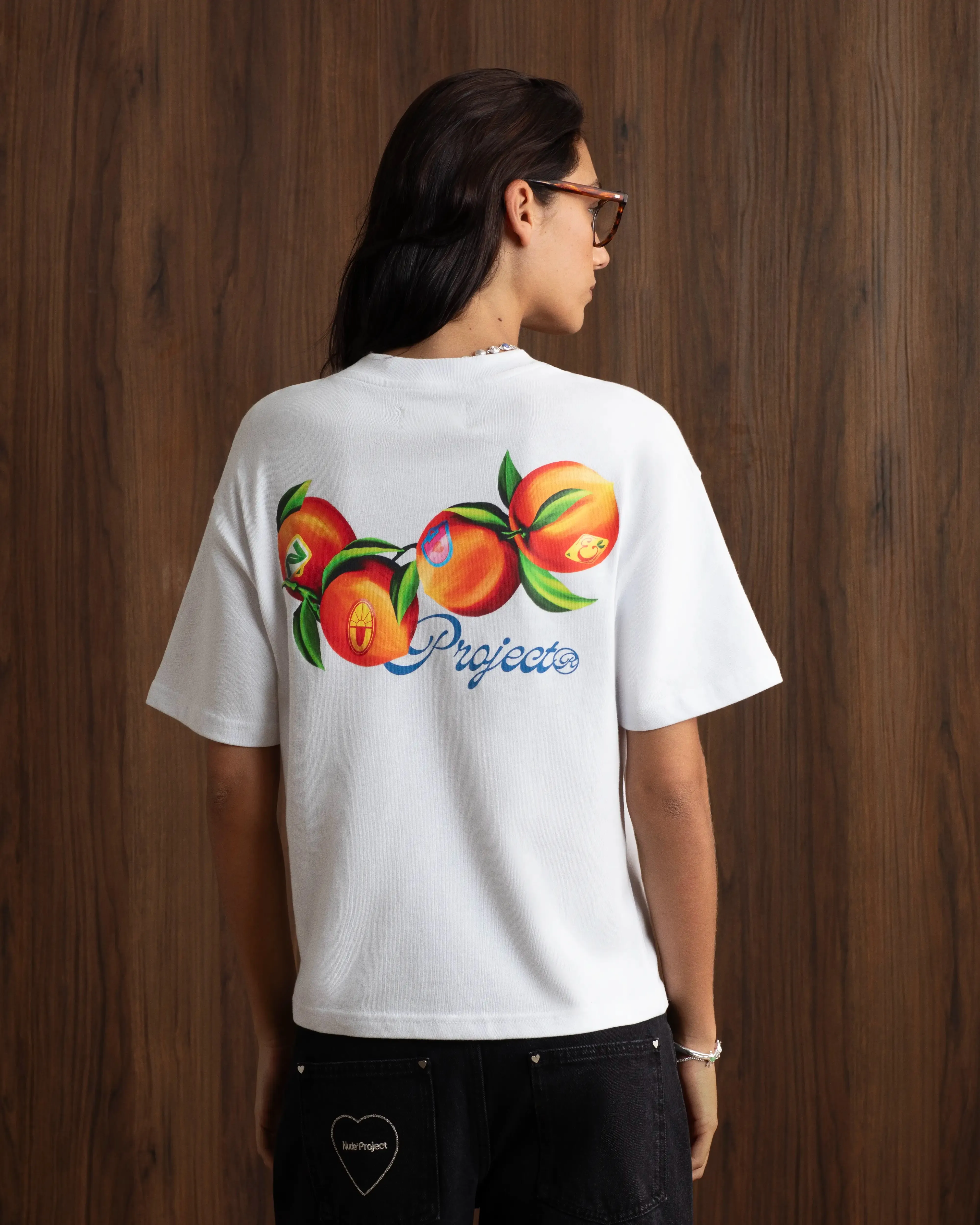 Peach Tee White Cozy and Light Smooth Jersey Texture