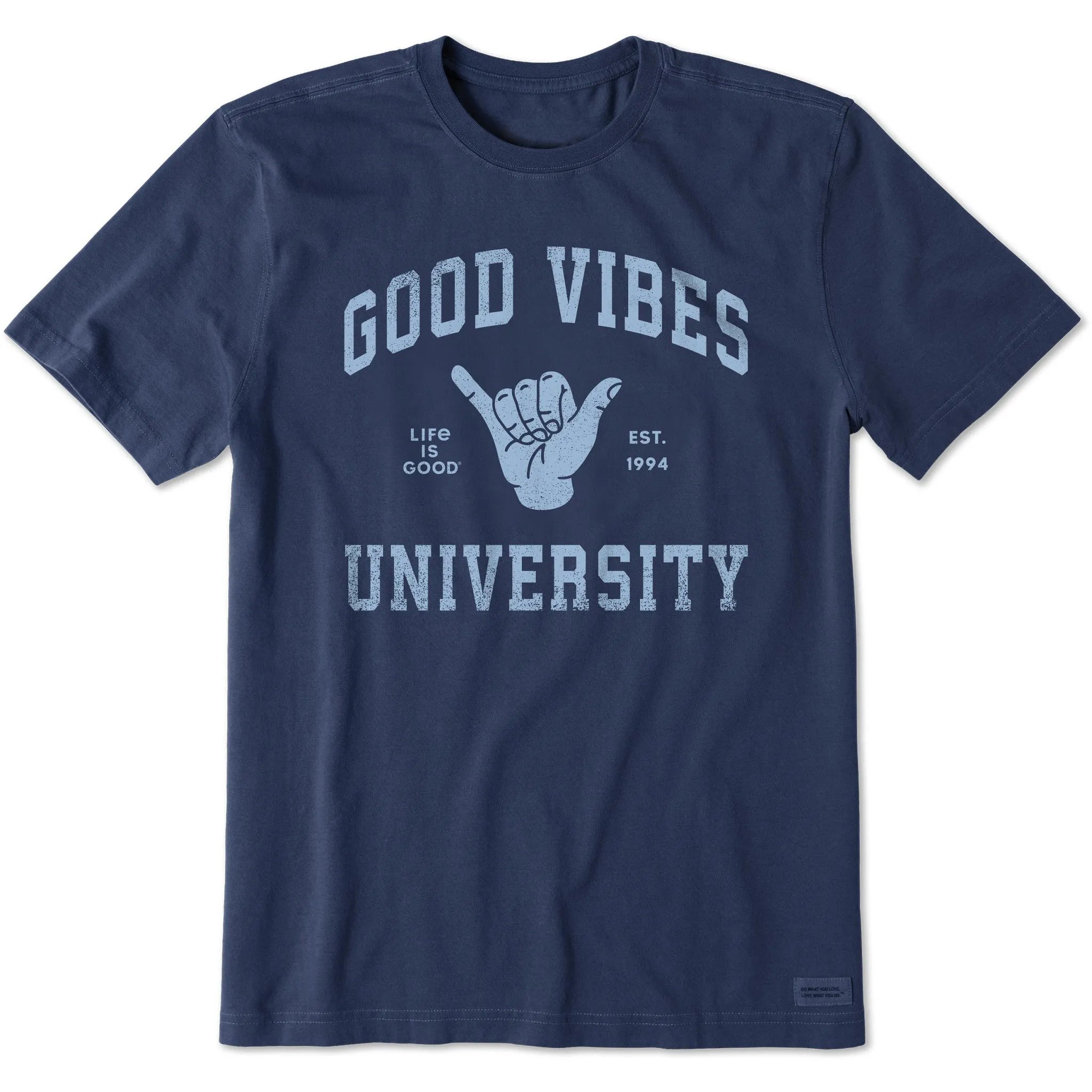 Flexible Shoulder Seams Men's Good Vibes University Short Sleeve Tee