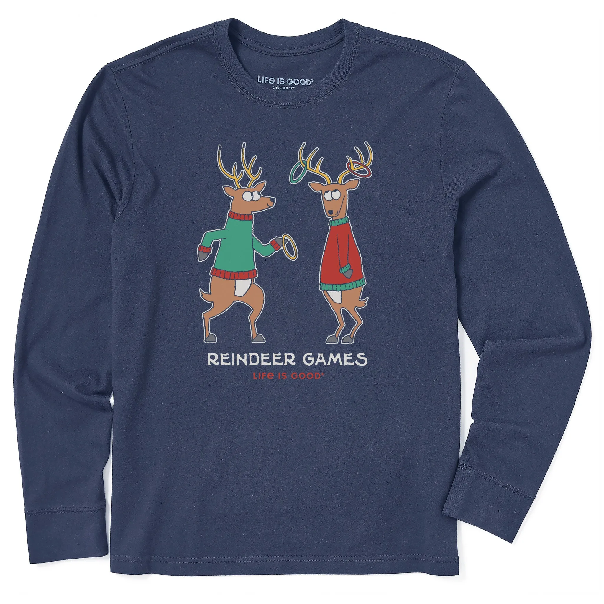 Men's Reindeer Games Ring Toss Long Sleeve Crusher Tee AntiPillingTreatment