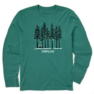 Men's Snowy Owl Tall Pines Unplug Long Sleeve Crusher Tee Chic Fit Light Fit Wear