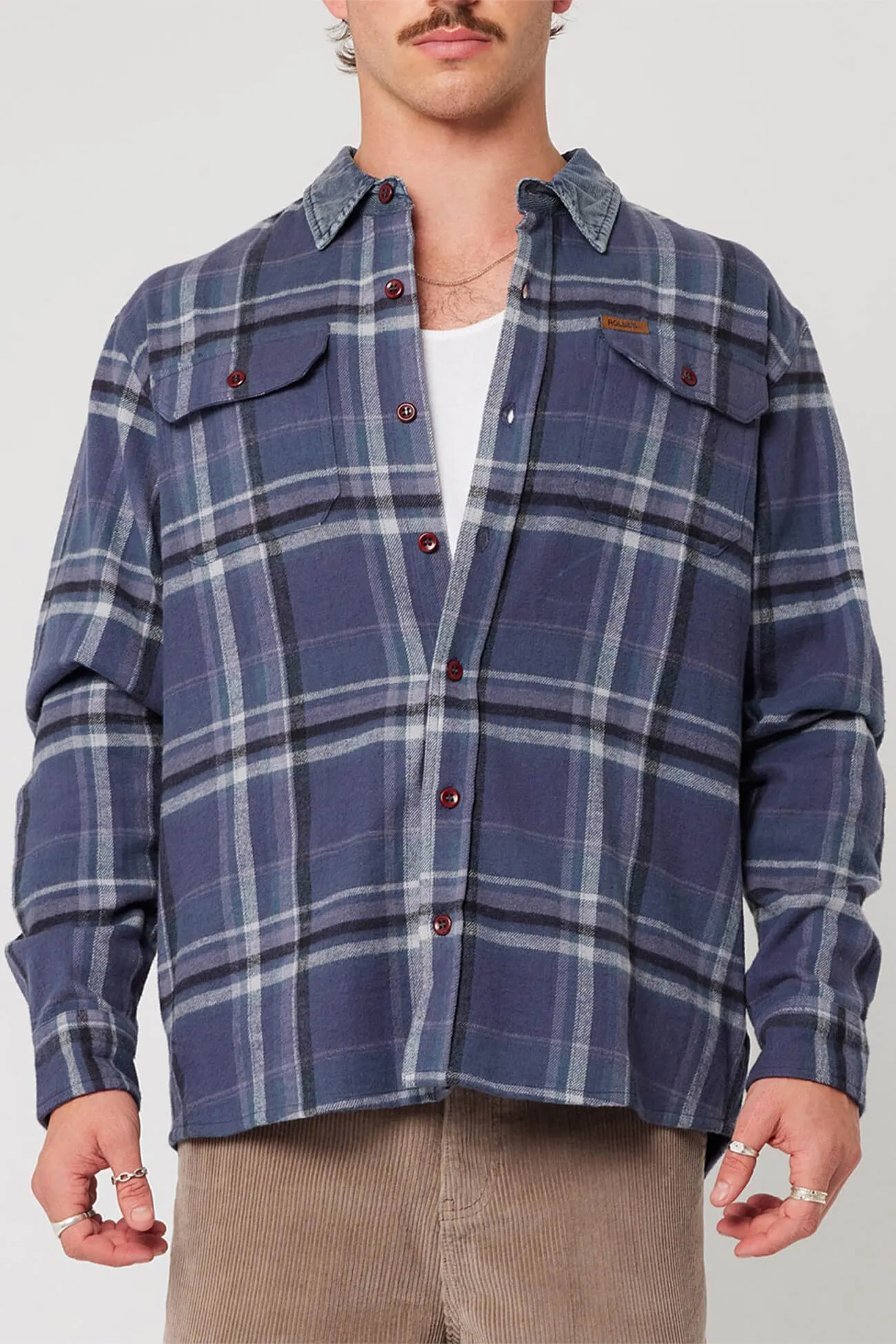 Trailer Check Shirt Navy Organic Cotton