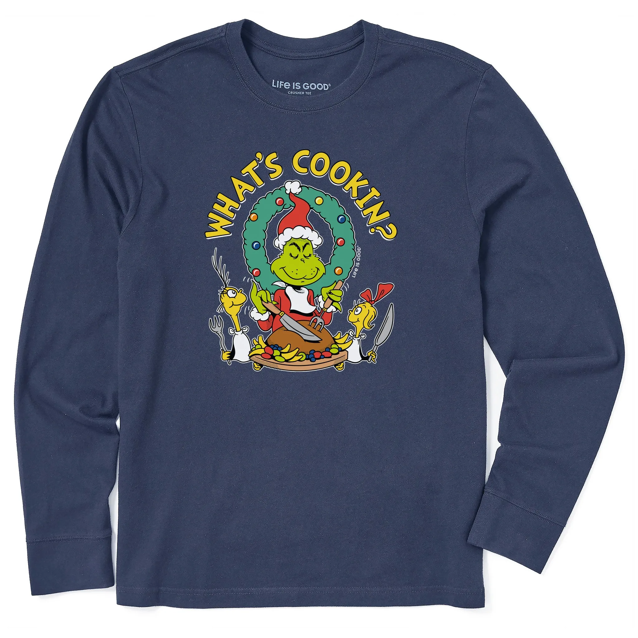 Men's What's Cookin Grinch Long Sleeve Crusher Tee Elderly Comfort