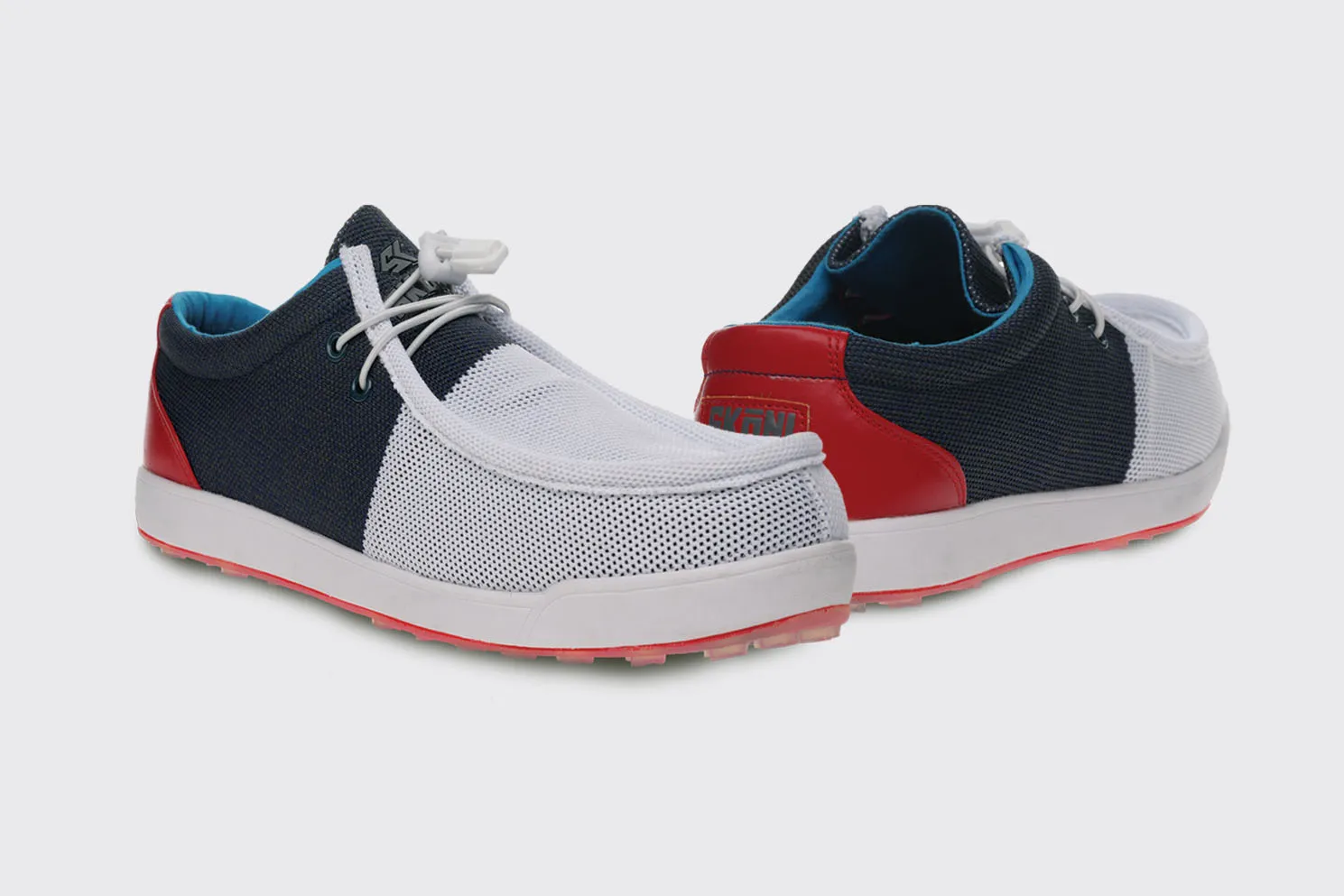 SK??NI Men's Golf Shoe - Red/White/Blue High Top Design Fast Response