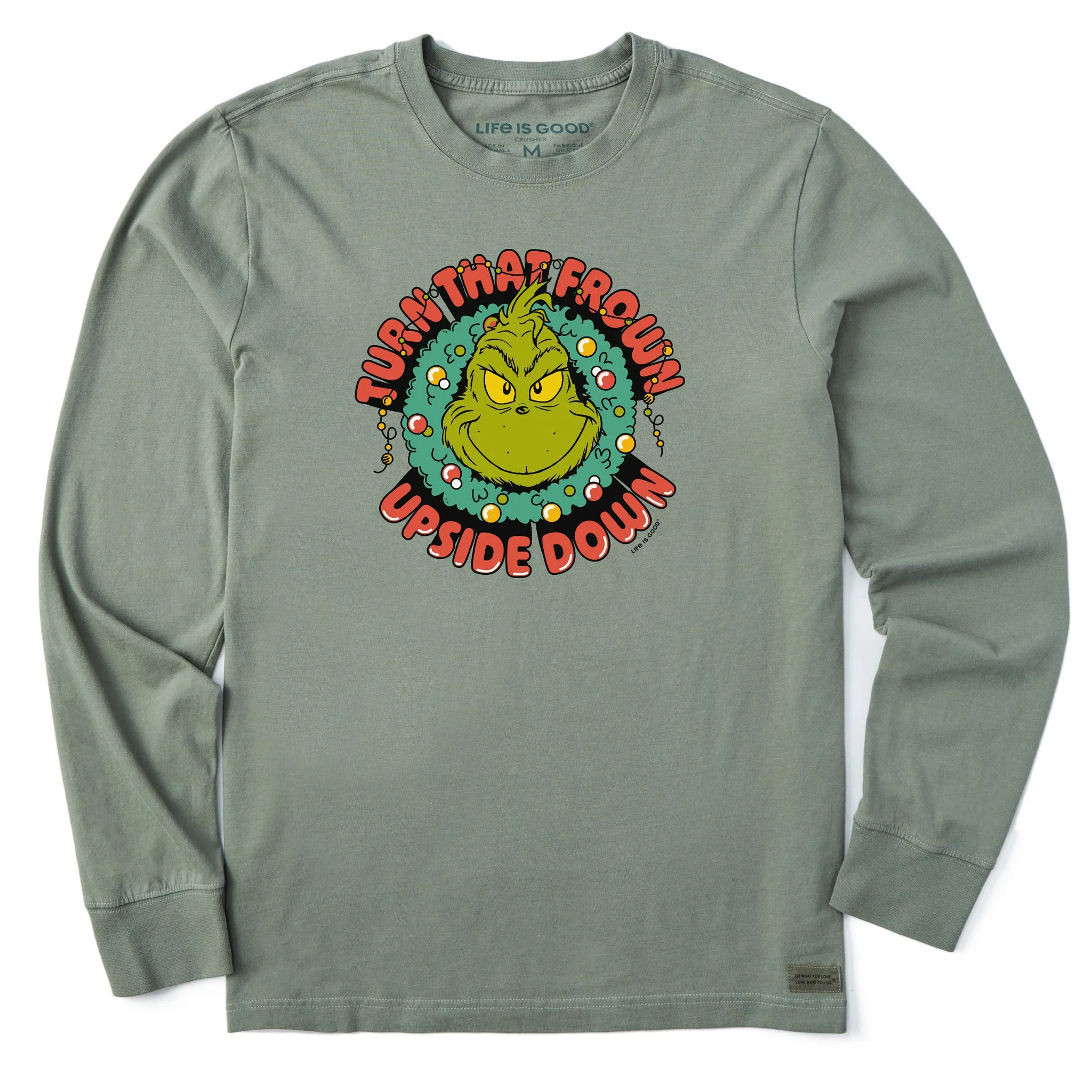 Men's Turn That Frown Upside Down Grinch Long Sleeve Crusher Tee sporty and comfortable Soft and Relaxed