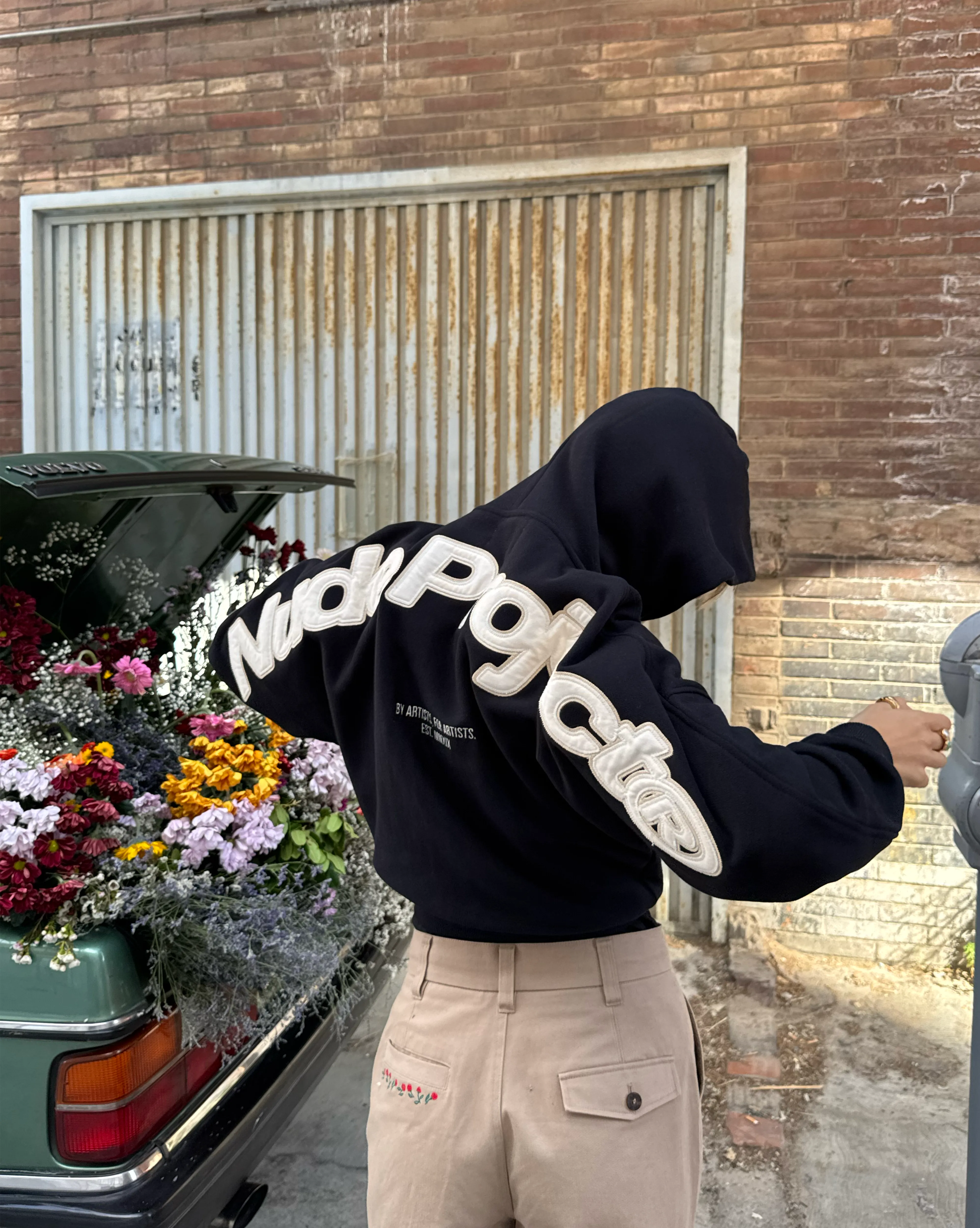 men Beast Zip-up Hoodie Black