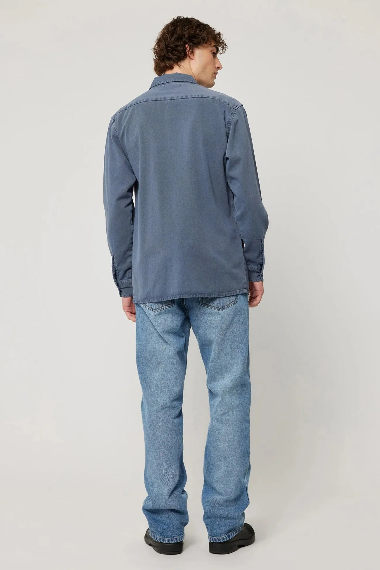 Ezy Trade Long Sleeve Shirt Washed Blue Comfy Movement