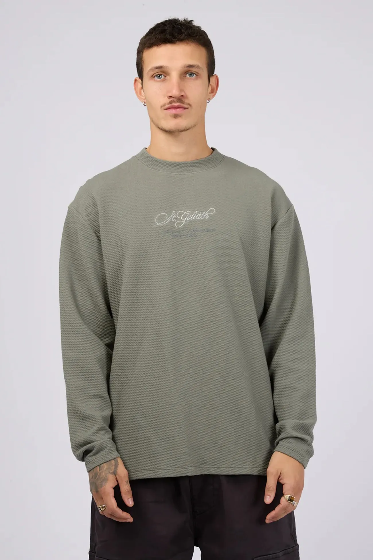 swimming suitable Cozy Gear Arching Textured Crew Agave Green