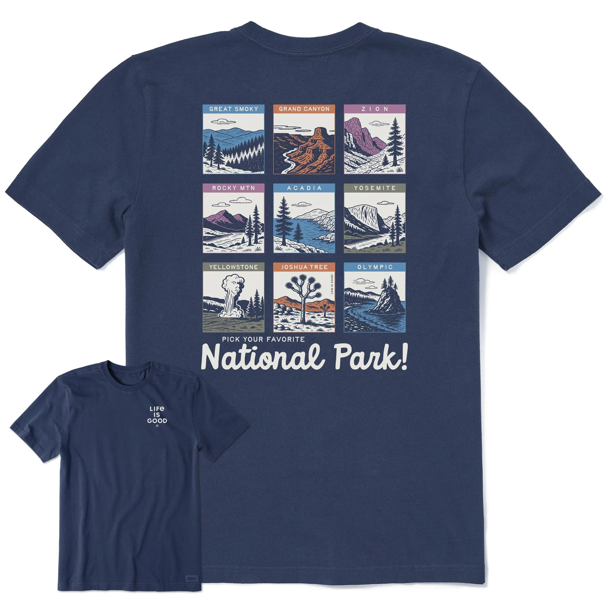 Cozy Fit Design Men's Pick Your Favorite National Park Short Sleeve Crusher Tee