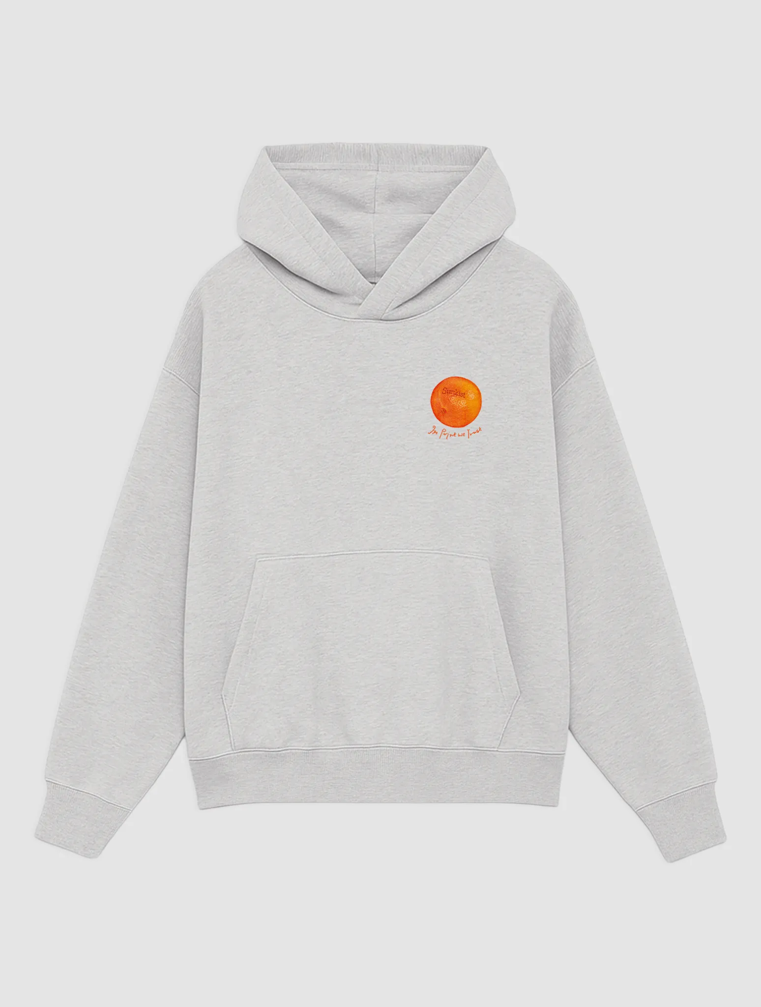 sunkist oranges grey hoodie ribbon accents Cool Comfort