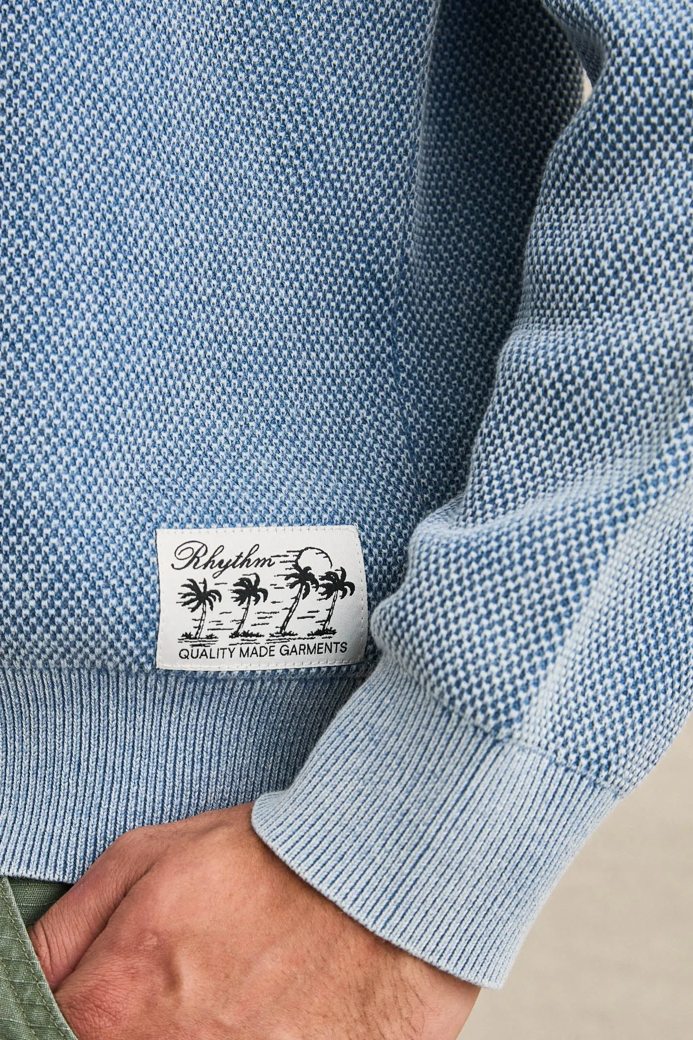 Polu Crew Knit Washed Blue Casual Comfort