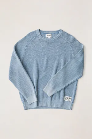 Polu Crew Knit Washed Blue Weekend Vibes Easy Silhouette