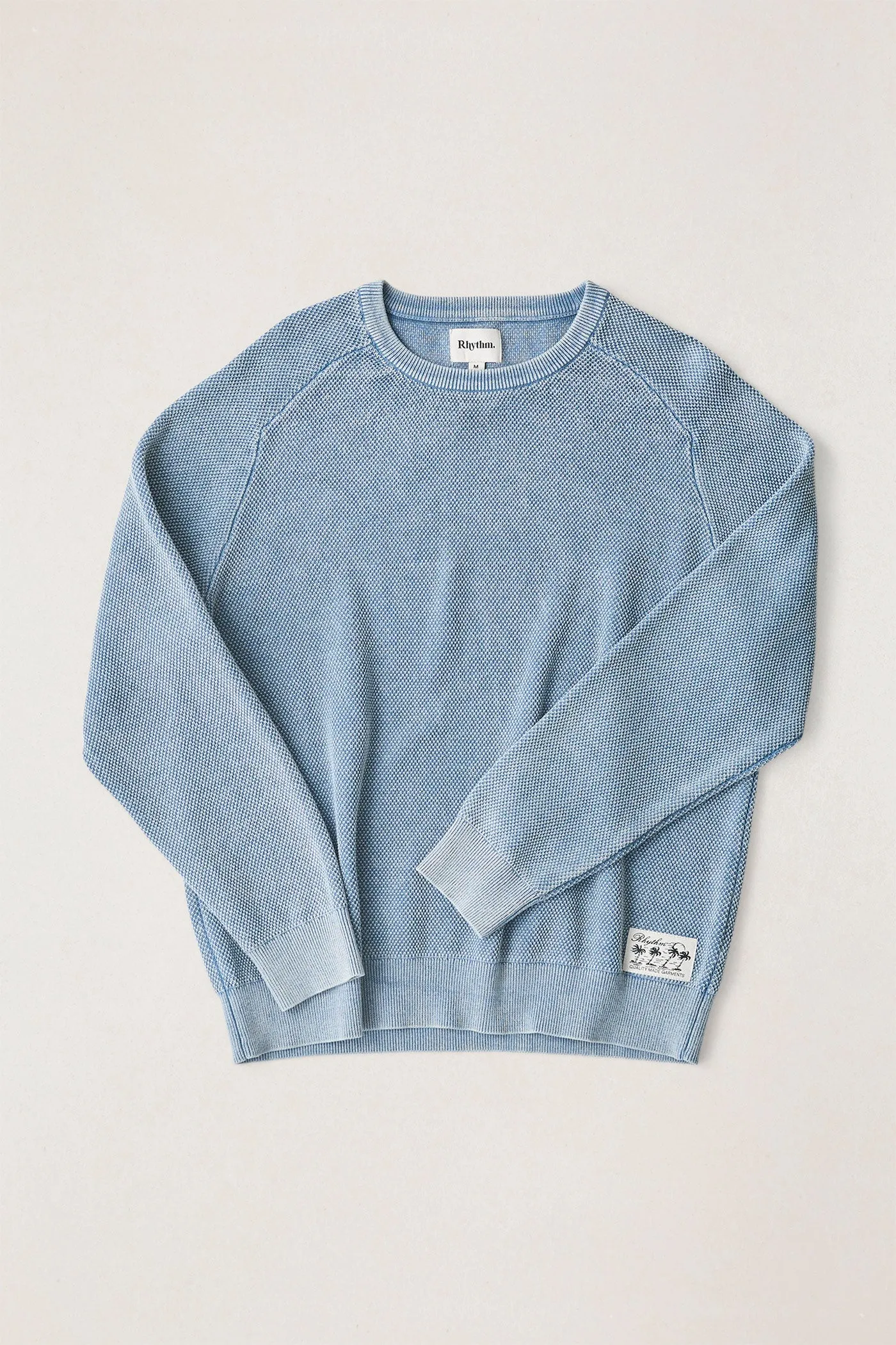 Polu Crew Knit Washed Blue Weekend Vibes Easy Silhouette