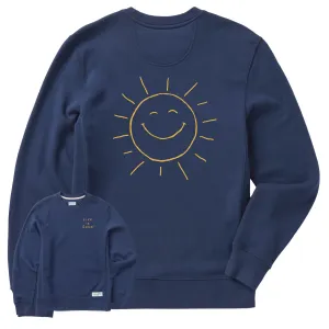 Comfort Apparel Minimal Staple Men's Quirky Smiling Sun Simply True Fleece Crew