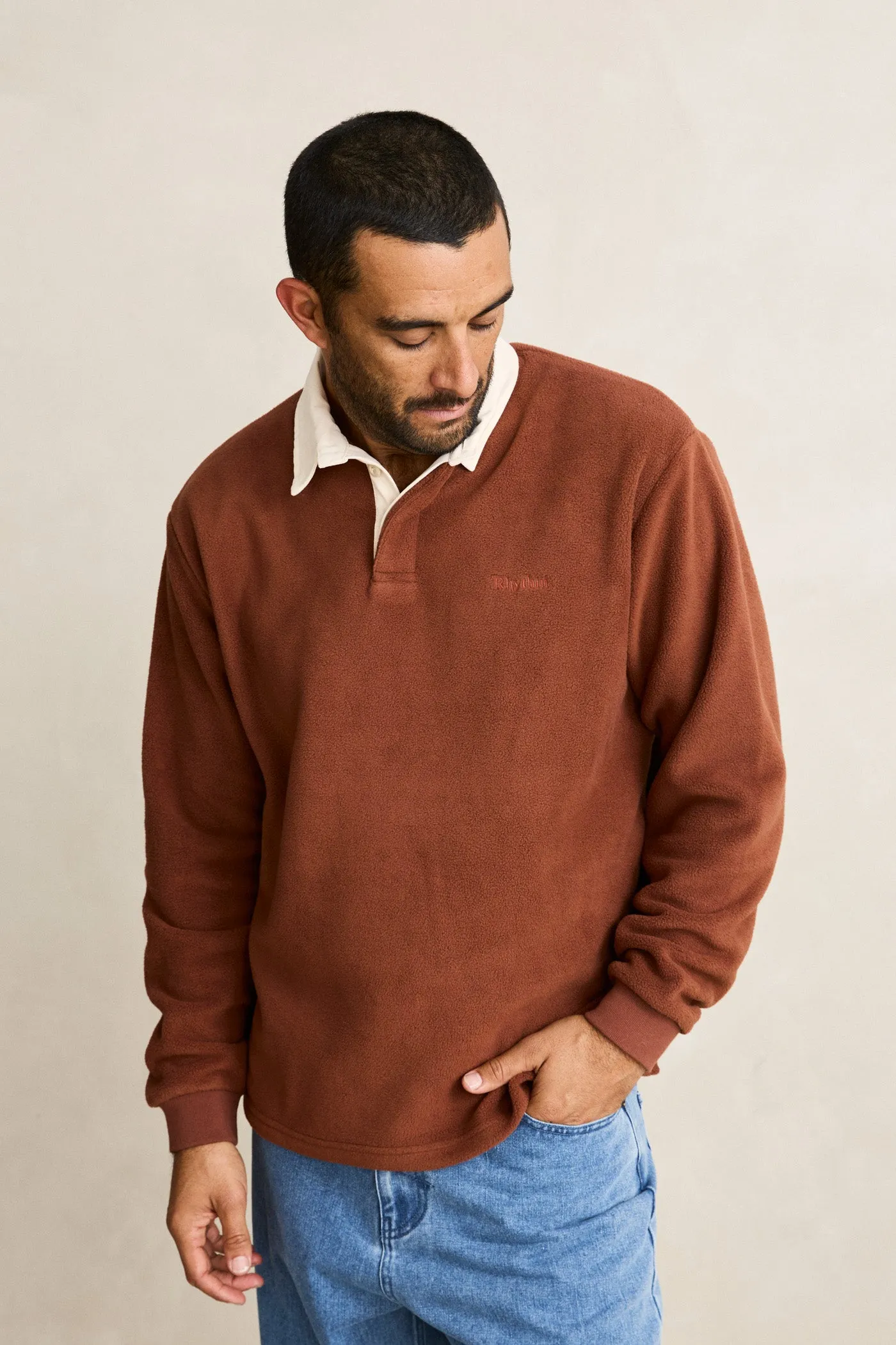 shiny accents slim fit Chasm Polo Fleece Baked Clay