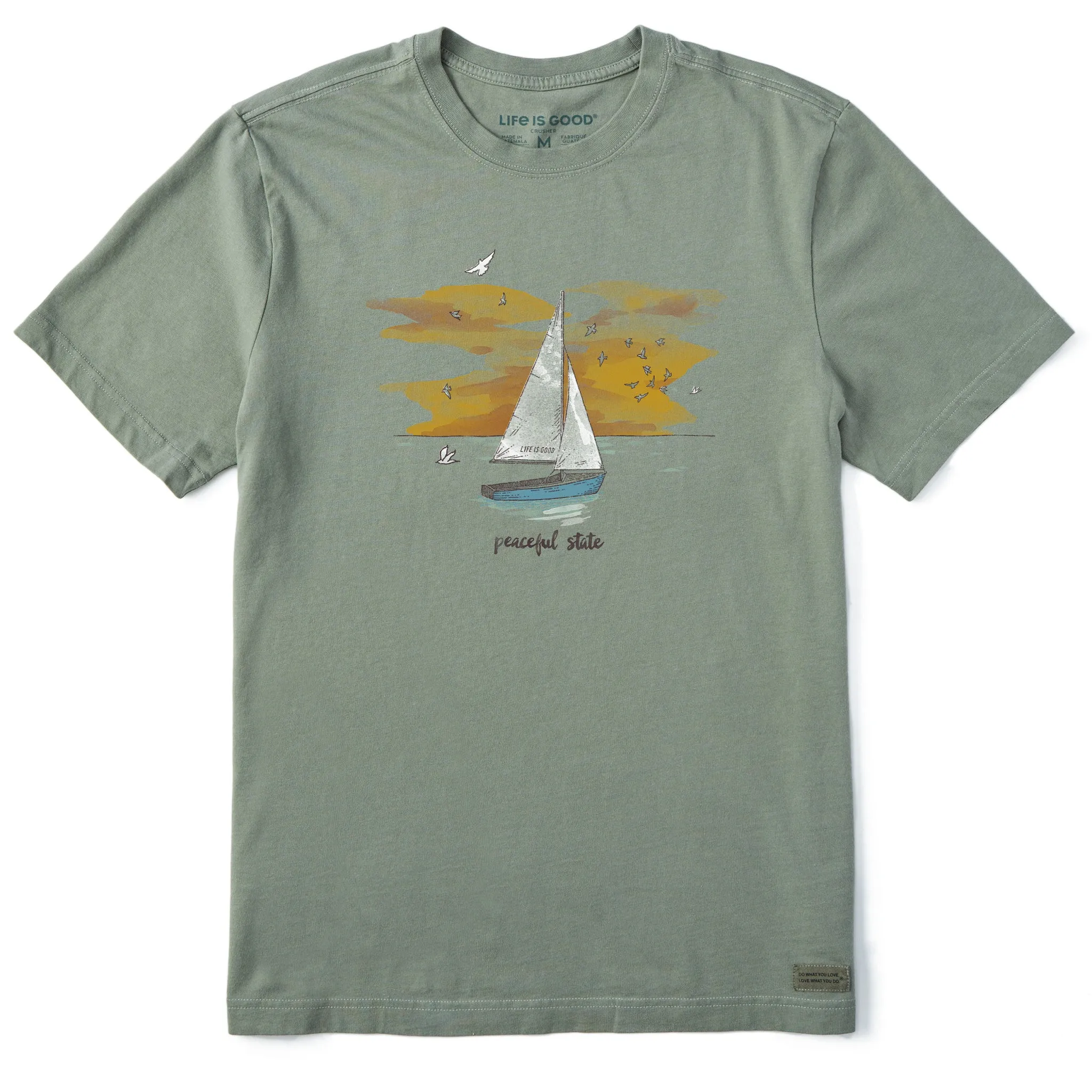Men's Peaceful State Sailboat Short Sleeve Crusher Tee All-Season Wear