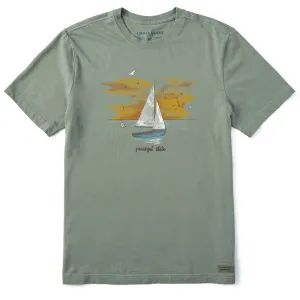 Men's Peaceful State Sailboat Short Sleeve Crusher Tee Stretchable Armholes