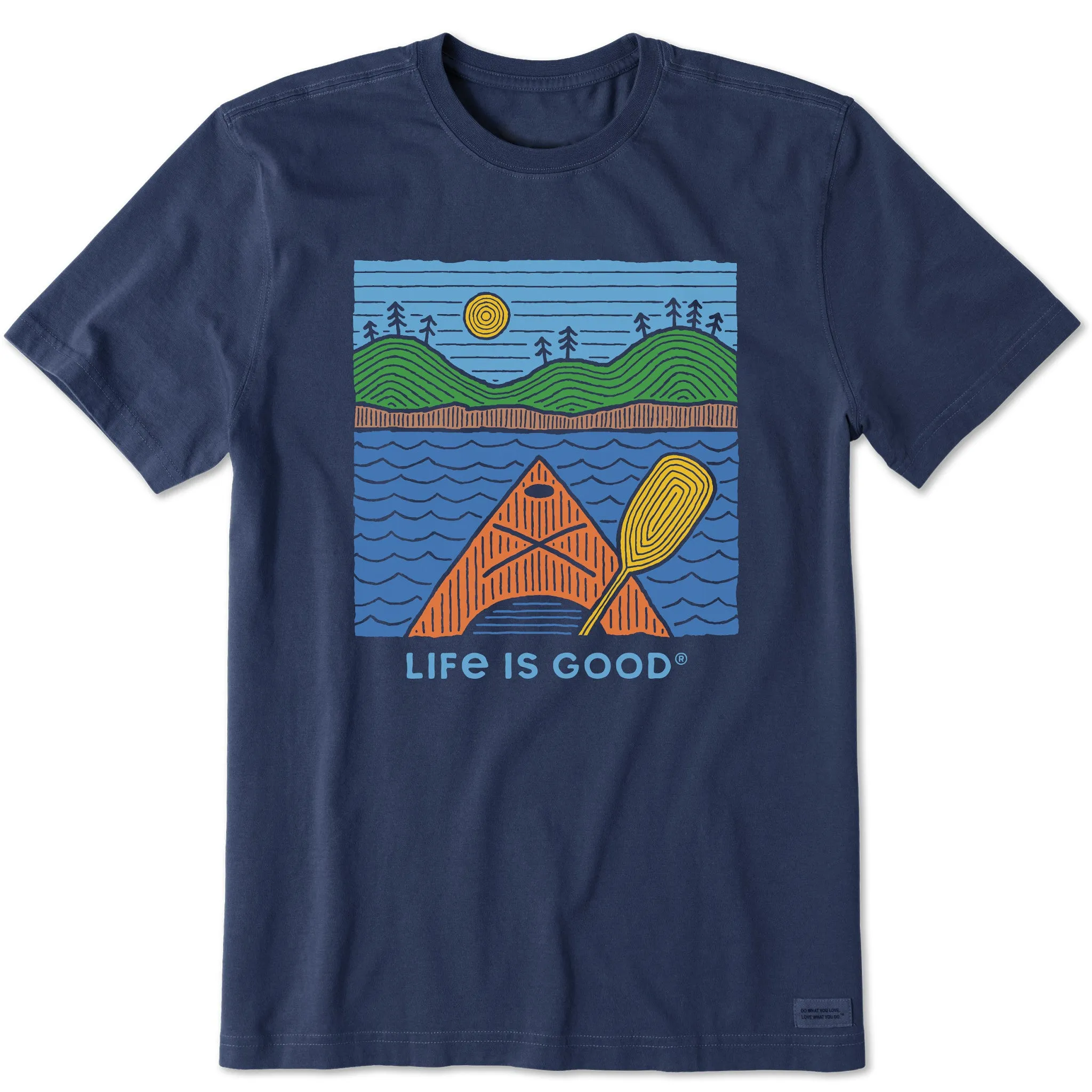 Men's Woodblock Kayak Short Sleeve Tee Geometric Pattern