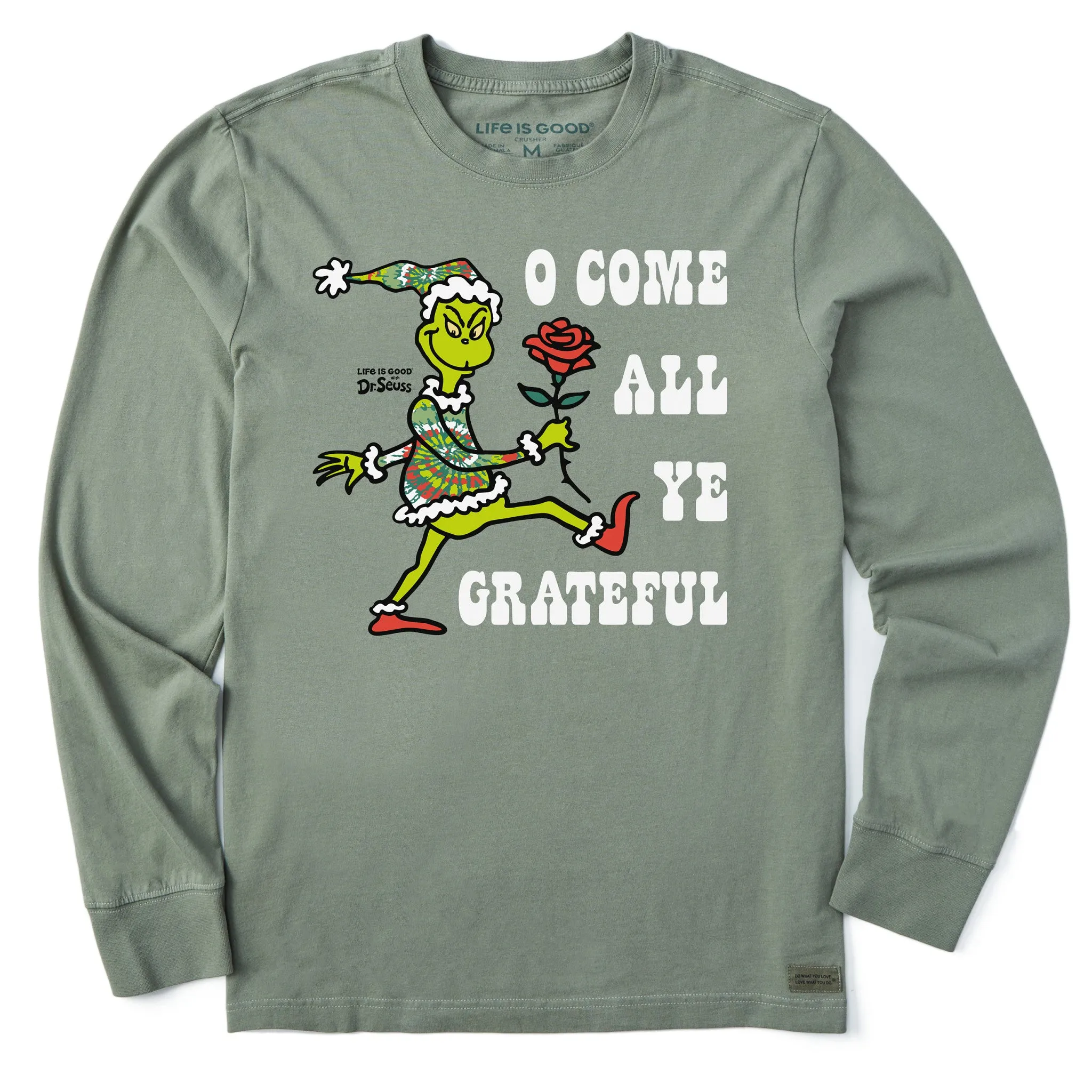 Men's Grateful Grinch Long Sleeve Crusher Tee Weekend Style Trend Trendy Comfort Fit