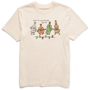 Men's Full of Christmas Spirits Short Sleeve Crusher Tee Travel Ready City Smart Look