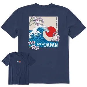 Casual Choice Wear Men's Tokyo Japan Cherry Blossom Wave Short Sleeve Tee