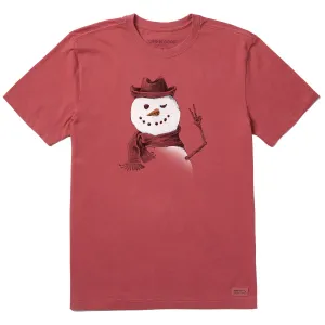 Men's Snowman Peace Sign Short Sleeve Crusher Tee Organic Cotton Construction