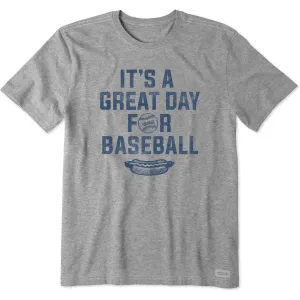 Men's Great Day for Baseball Short Sleeve Crusher Tee Athletic Wear polo neck