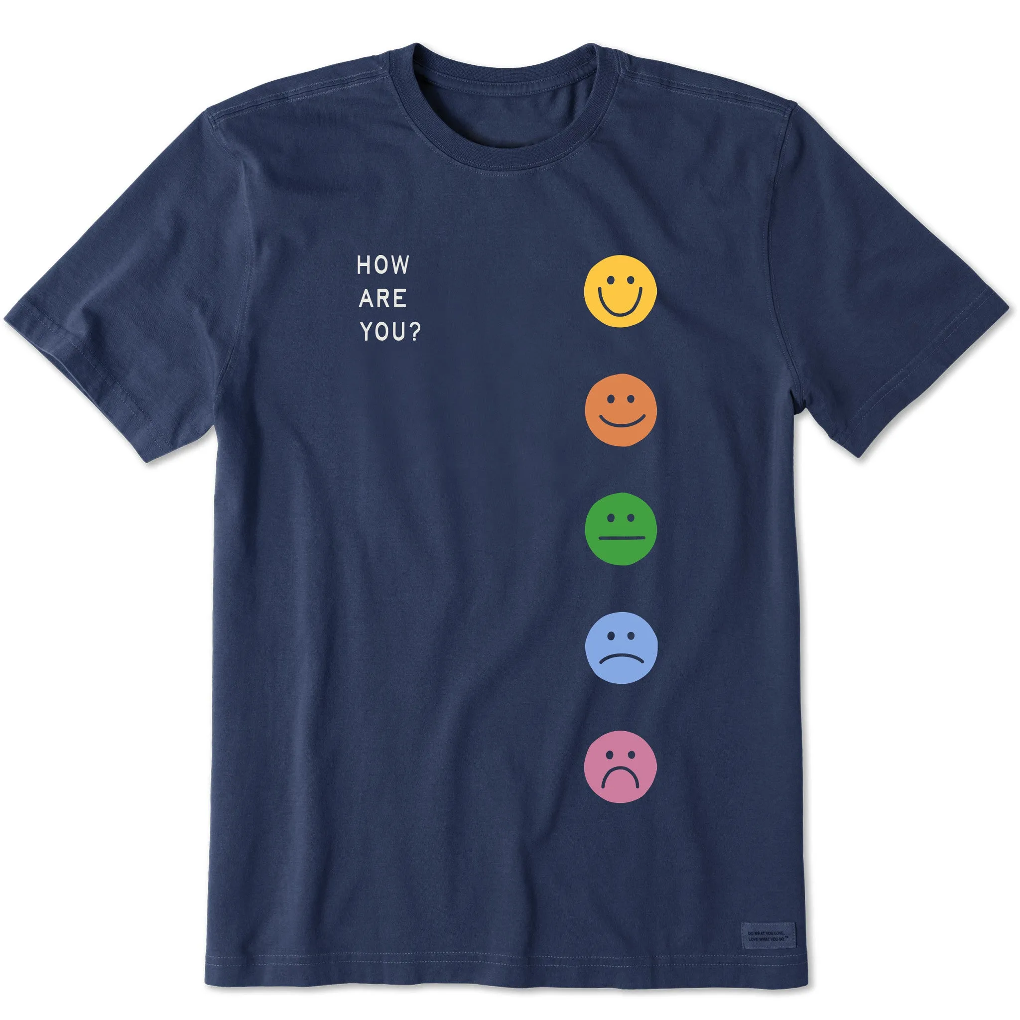 Men's How Are You Faces Short Sleeve Crusher Tee Hydrophobic coating Timeless and Chic