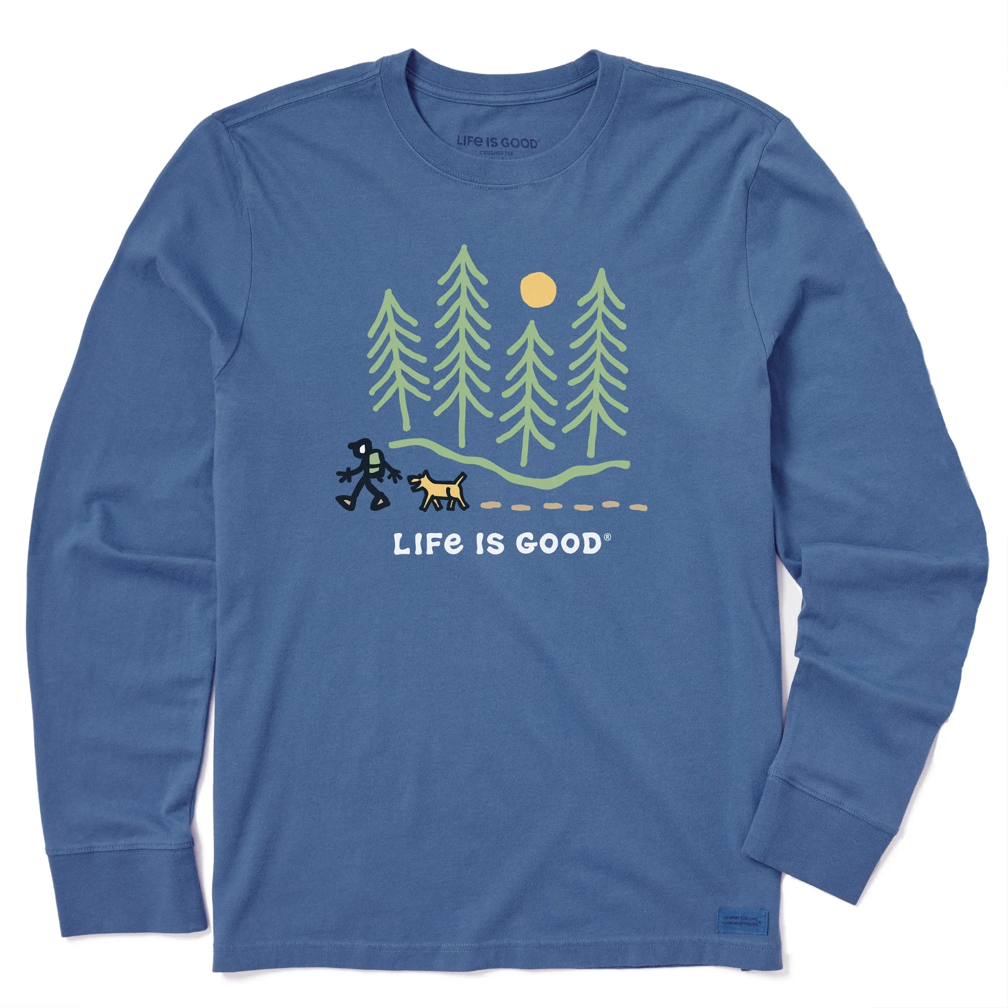Drop Shoulder Design Men's Hiking through the Woods Long Sleeve Tee