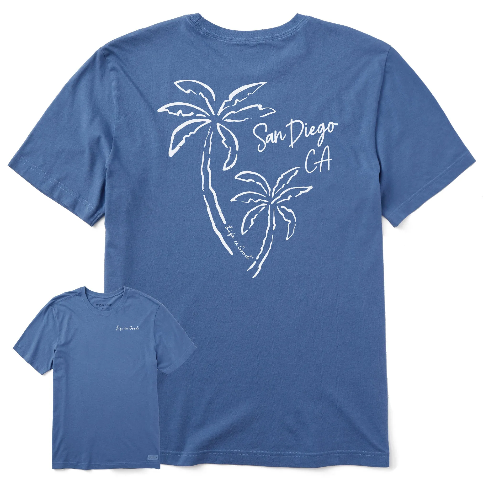 AllSeasonWear Men's San Diego Two Simple Palms Short Sleeve Crusher-LITE Tee