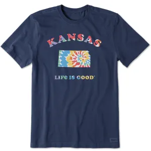 Men's Tie Dye Kansas Short Sleeve Crusher Tee Fit for Any Season Long Sleeve